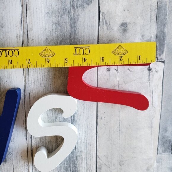 American Patriotic "USA" Wooden Letters Red White & Blue - Picture 3 of 3